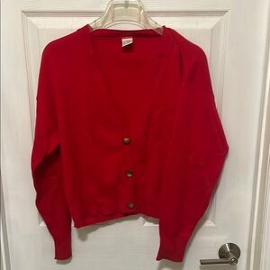 Women's Red cotton Cardigan Sweater